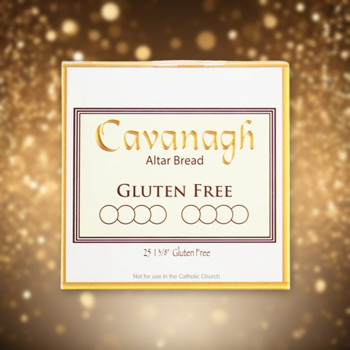 Communion-Gluten Free Altar Bread-Cross Design (1-3/8")-Pkg Of 25 against soft golden light