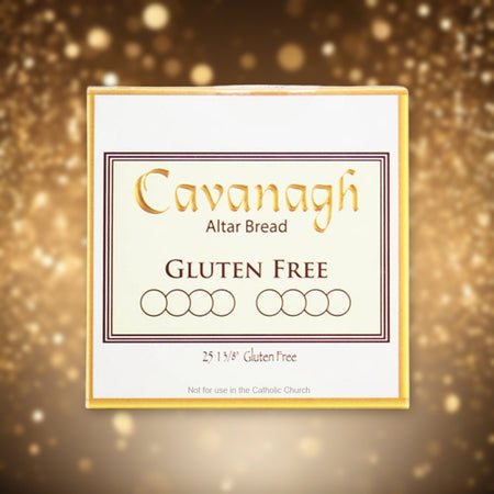 Communion-Gluten Free Altar Bread-Cross Design (1-3/8")-Pkg Of 25 against soft golden light