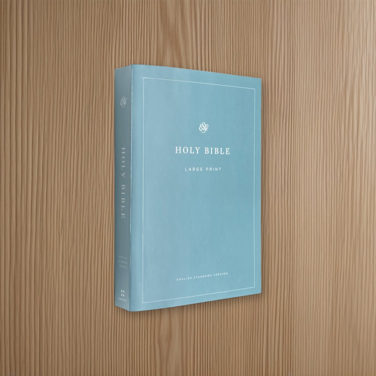 ESV Economy Bible, Large Print on oak boards