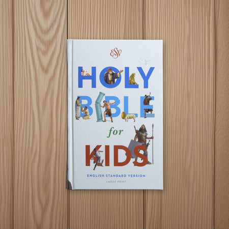 ESV Holy Bible for Kids, Large Print on oak boards