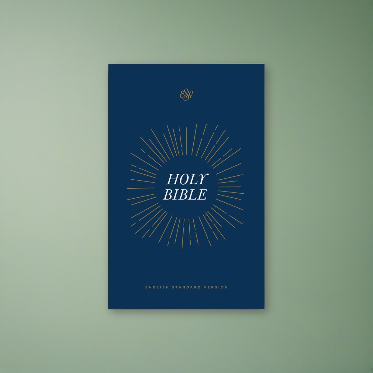 ESV Share the Good News® Outreach Bible on a sage green backdrop