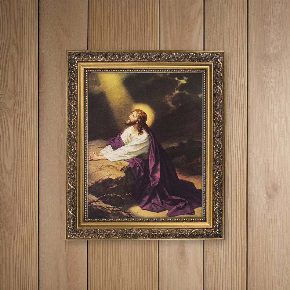 Gethsemane Gold Tone Framed Print on oak boards
