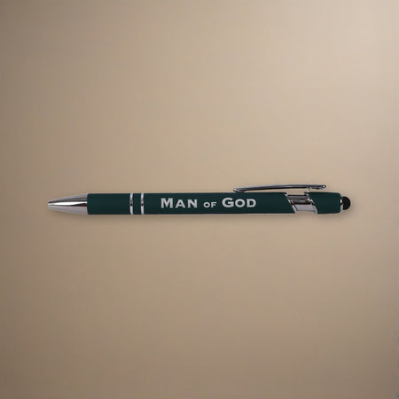 Gift Pen Soft Touch Man of God Green on a plaster background