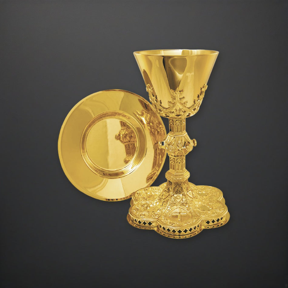 Gorgeous Gold Plated Chalice. on a charcoal backdrop