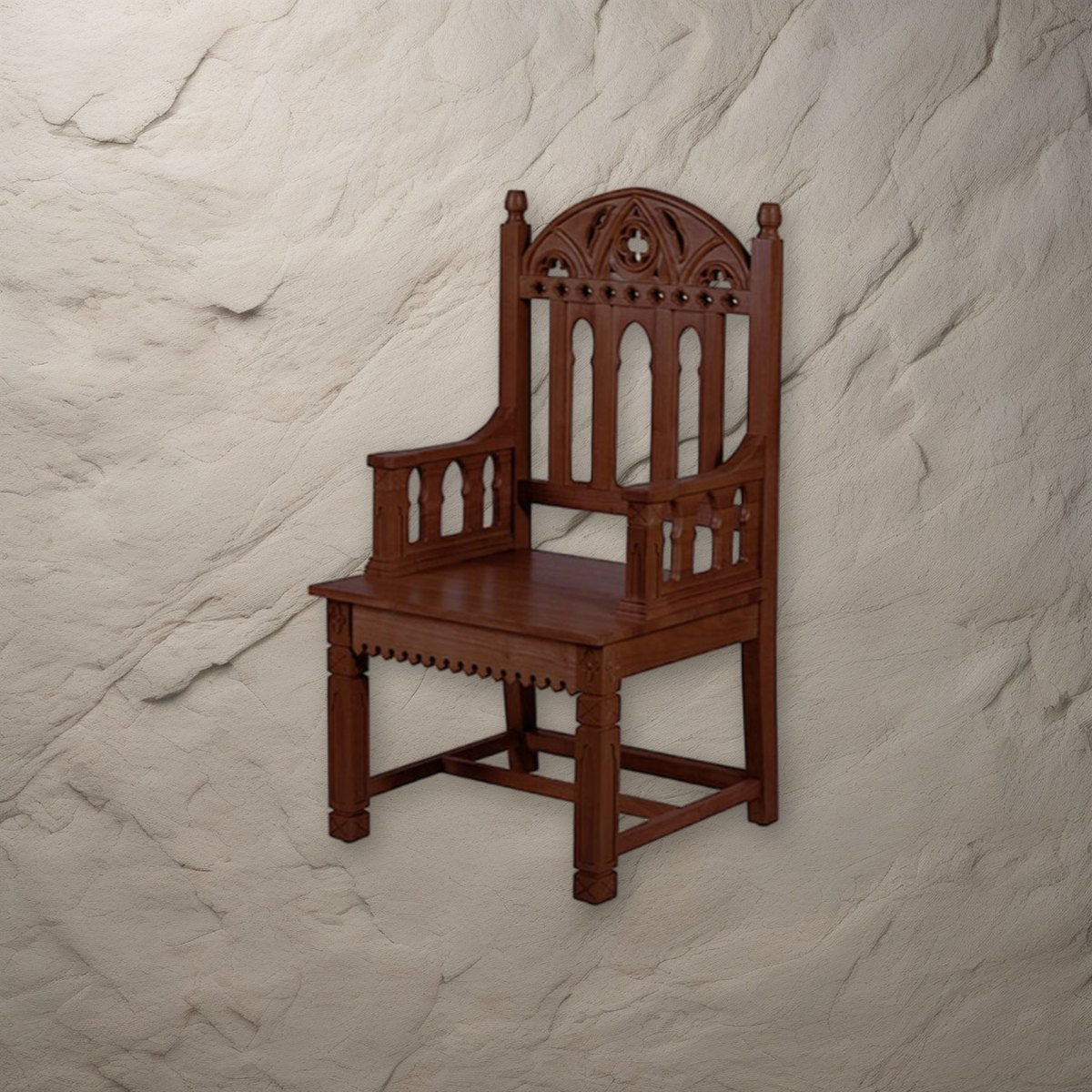 Gothic Celebrant Chair on a stone background