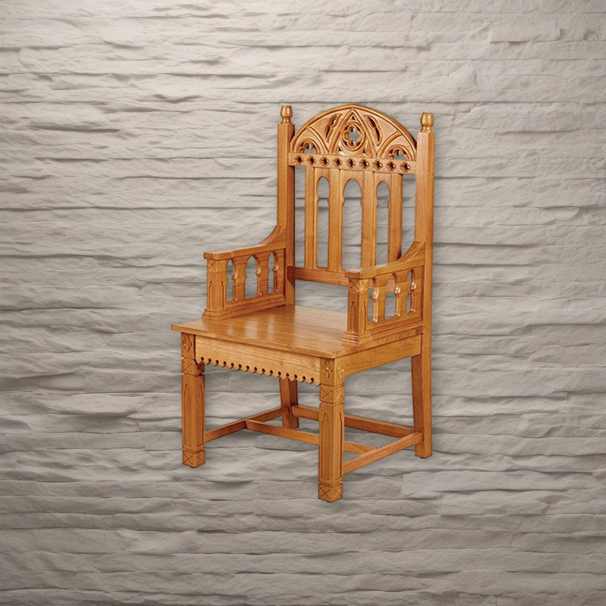 Gothic Celebrant Chair on a stone background