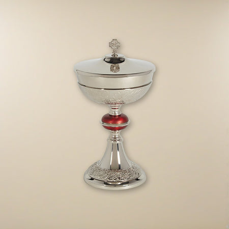 Grape Patterned Ciborium with Cover on a cream backdrop