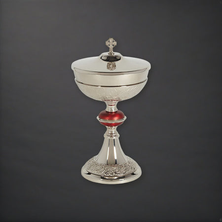 Grape Patterned Ciborium with Cover on a charcoal backdrop