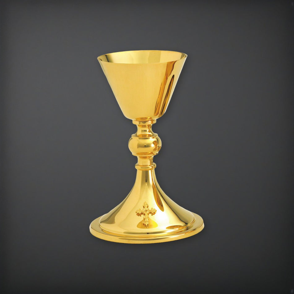 High Polish Chalice Plated in 24k gold on a charcoal backdrop