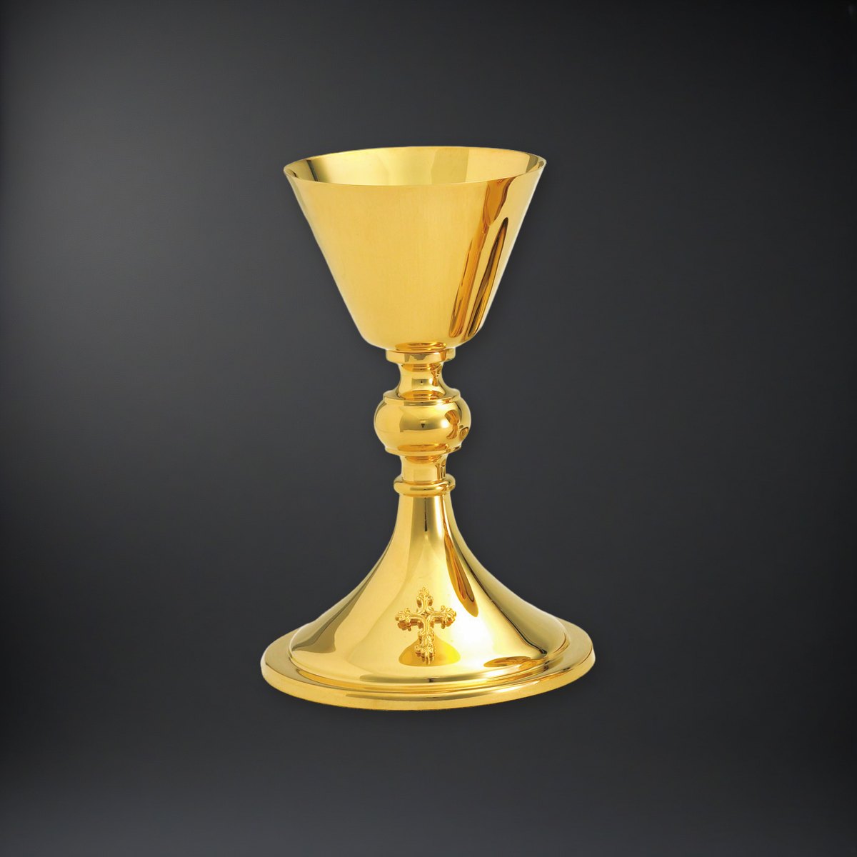 High Polish Chalice Plated in 24k gold on a charcoal backdrop