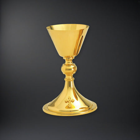 High Polish Chalice Plated in 24k gold on a charcoal backdrop
