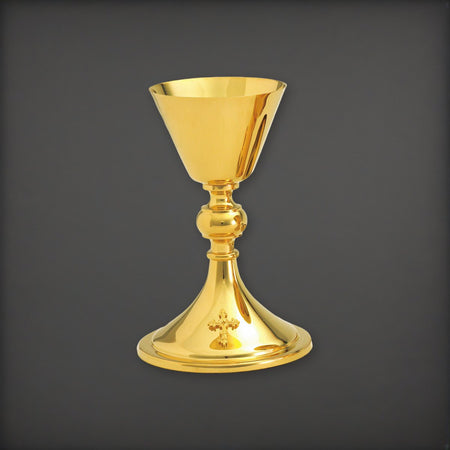 High Polish Chalice Plated in 24k gold on a charcoal backdrop