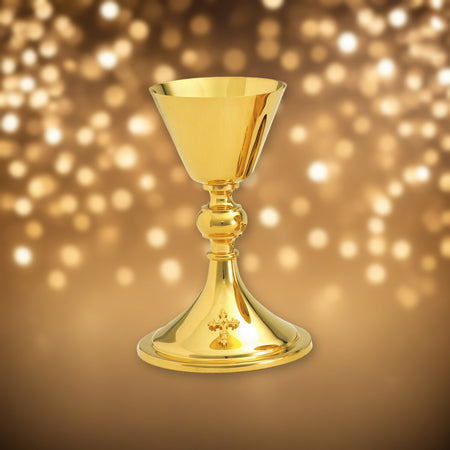High Polish Chalice Plated in 24k gold against soft golden light