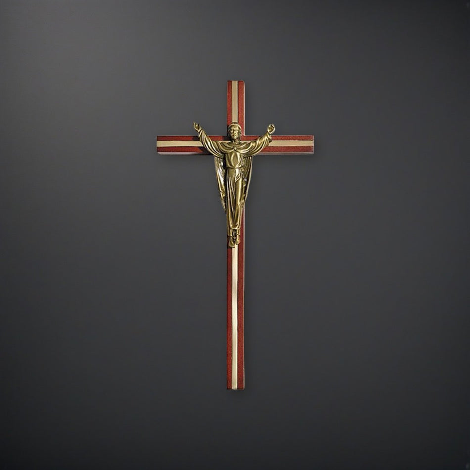 Inlay Risen Christ Crucifix on a charcoal backdrop