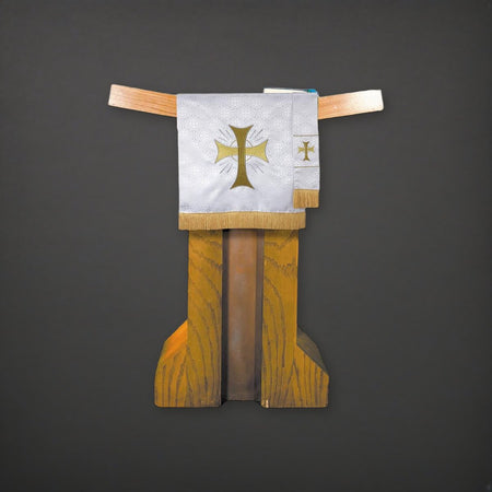 Jacquard Parament Pulpit Scarf w/Fringe - Cross on a charcoal backdrop