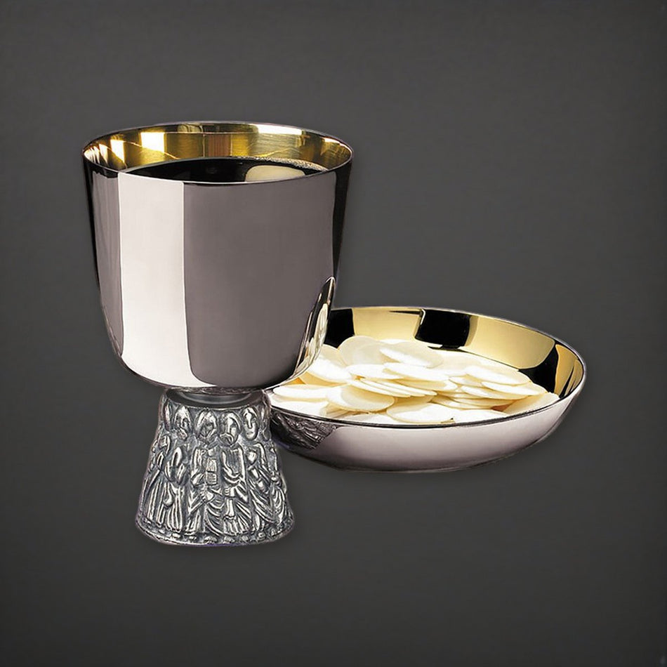 Last Supper Chalice and Bowl Paten on a charcoal backdrop