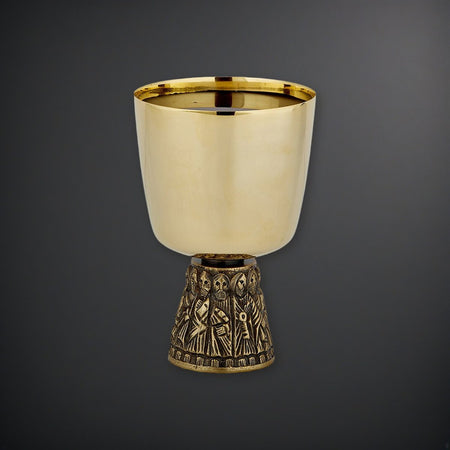 Last Supper Chalice & Bowl Paten Set on a charcoal backdrop