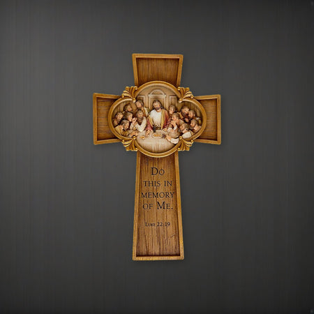 Last Supper Cross on a charcoal backdrop