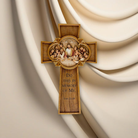 Last Supper Cross on a cream backdrop