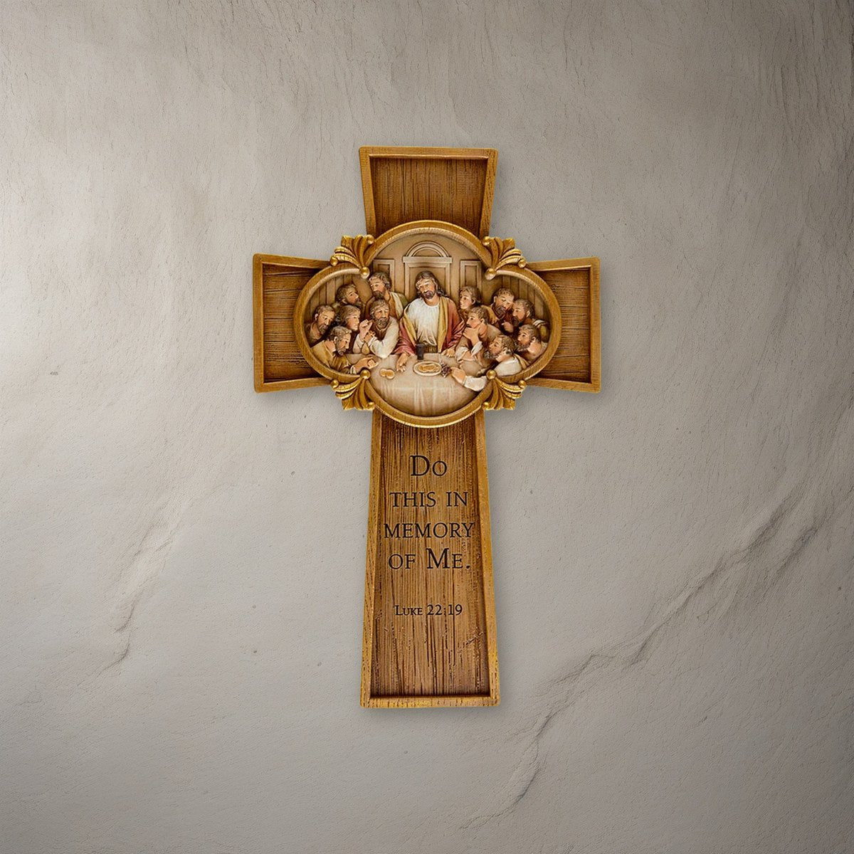 Last Supper Cross on a stone background