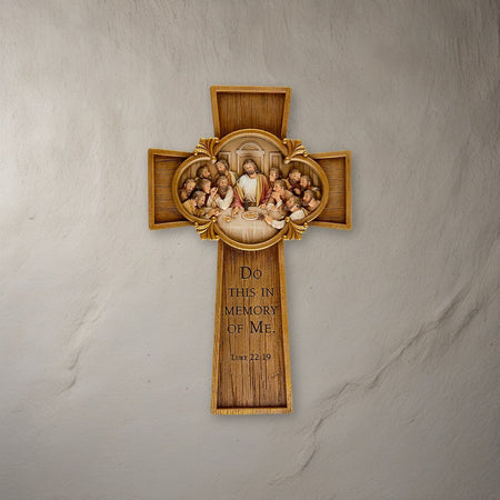 Last Supper Cross on a stone background