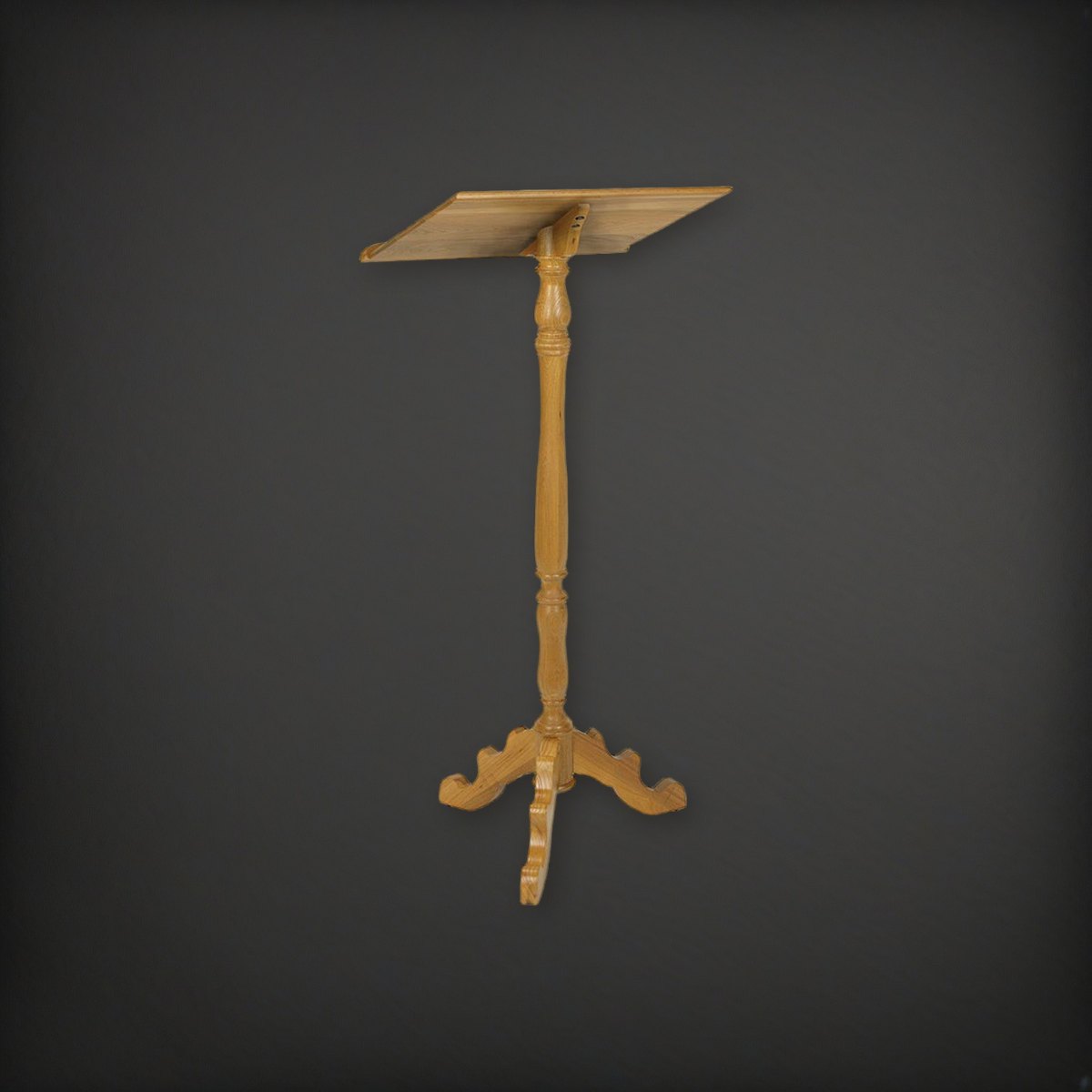 Robert Smith Wood Lectern - Walnut or Medium Oak Stain on a charcoal backdrop