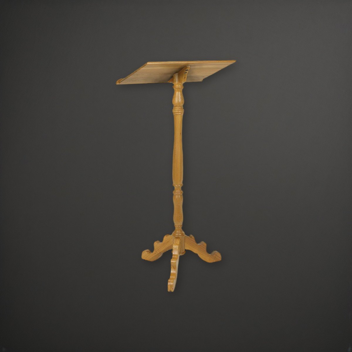 Robert Smith Wood Lectern - Walnut or Medium Oak Stain on a charcoal backdrop