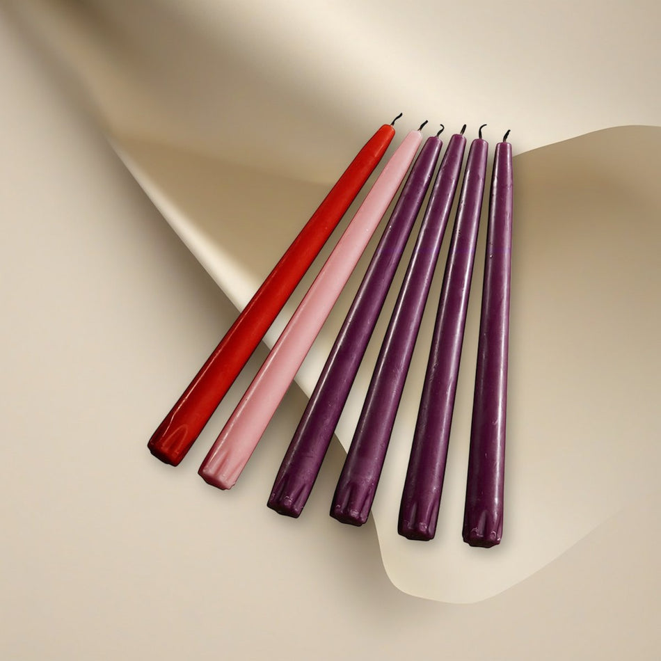 Lenten Candles on a cream backdrop