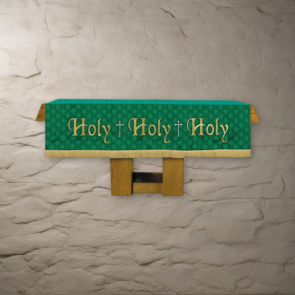 Maltese Cross Altar Frontal - Green on a stone background