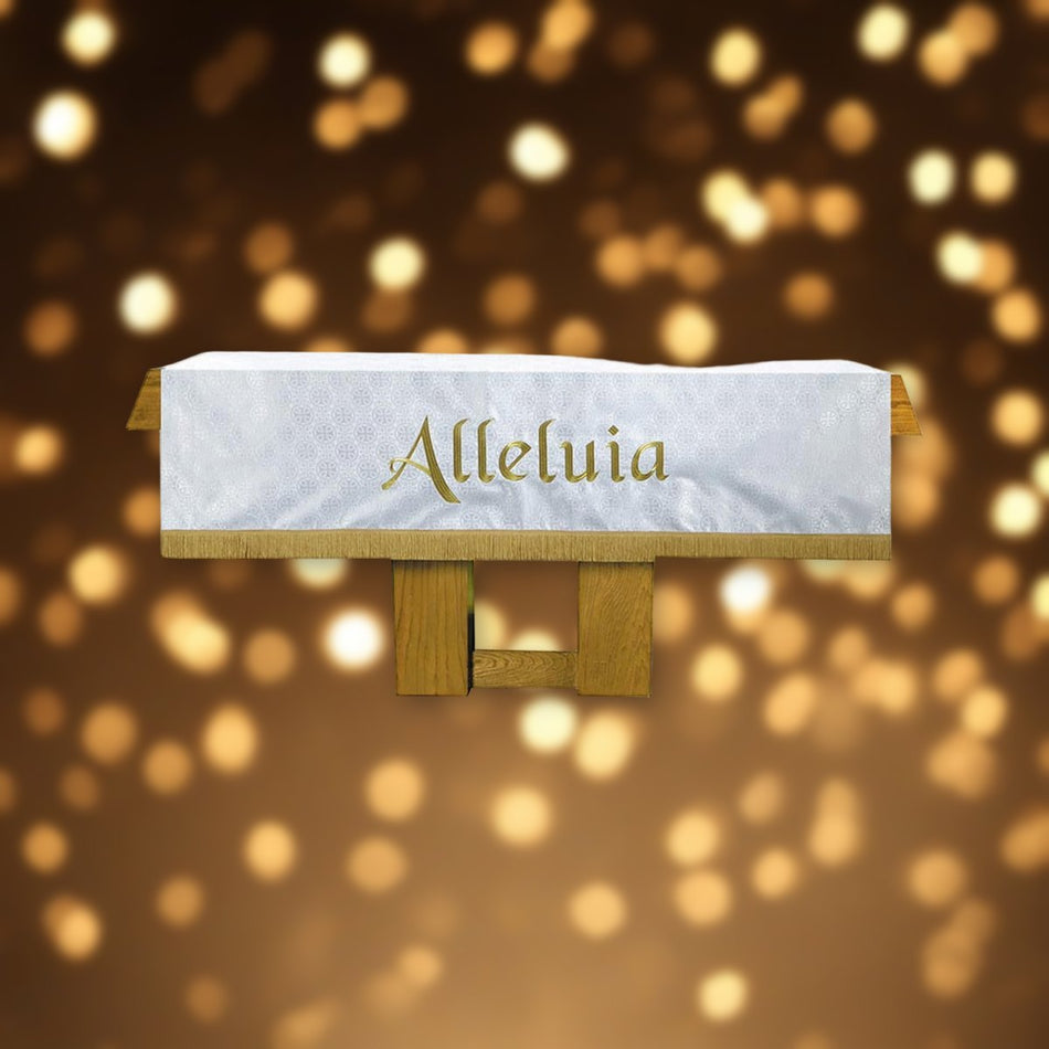Maltese Cross Altar Frontal - White against soft golden light