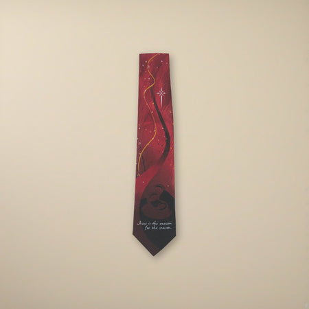 Necktie - Jesus is the Reason - Faith-Inspired Tie on a cream backdrop