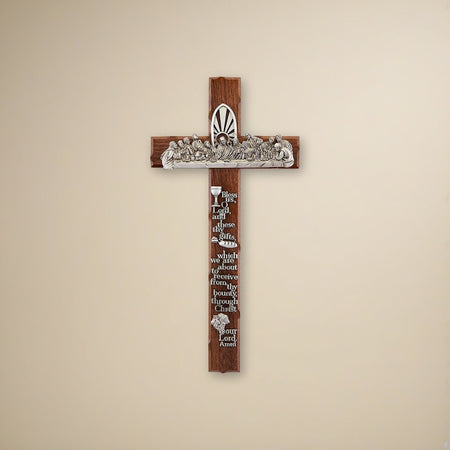 Notched Last Supper Cross on a cream backdrop