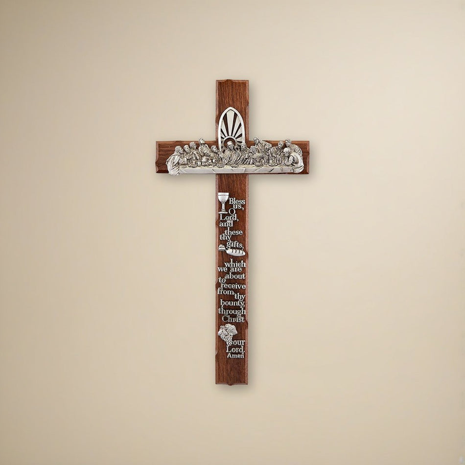Notched Last Supper Cross on a cream backdrop