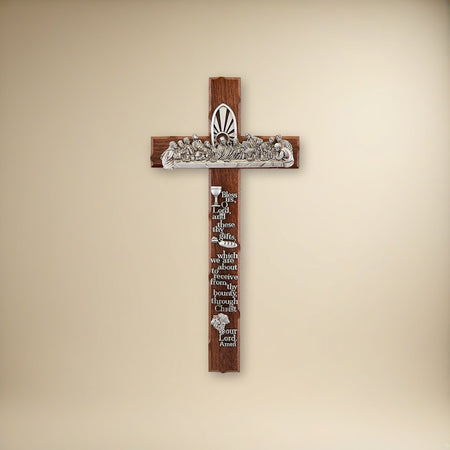 Notched Last Supper Cross on a cream backdrop