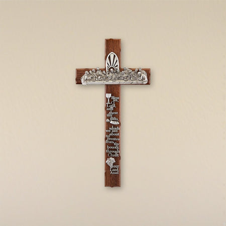 Notched Last Supper Cross on a cream backdrop
