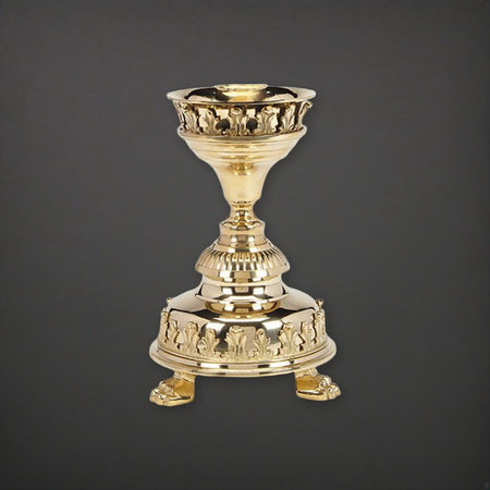 Notre Dame Brass 8-3/4" Tall Altar Candlestick on a charcoal backdrop