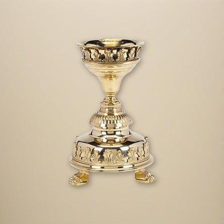 Notre Dame Brass 8-3/4" Tall Altar Candlestick on a cream backdrop