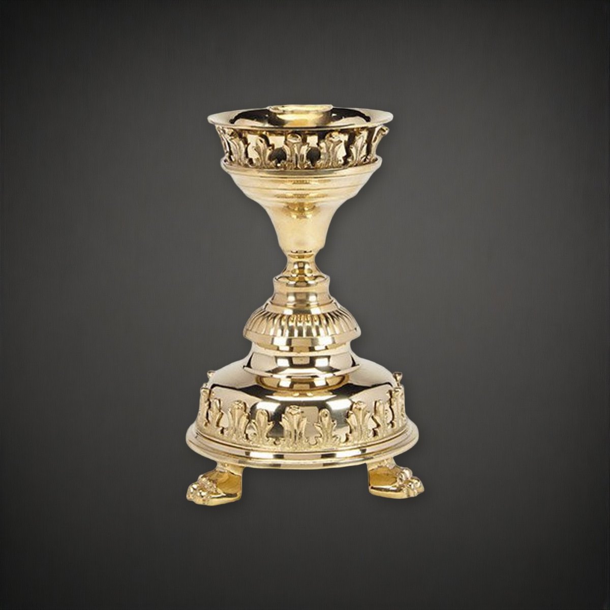 Notre Dame Brass 8-3/4" Tall Altar Candlestick on a charcoal backdrop