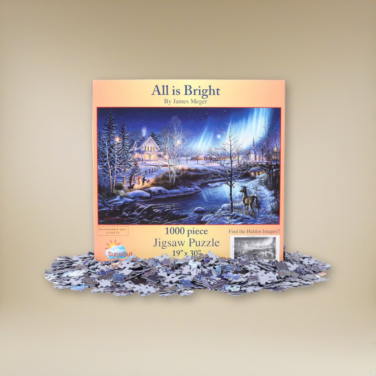 Puzzle - All Is Bright - 1000 Pc on a cream backdrop