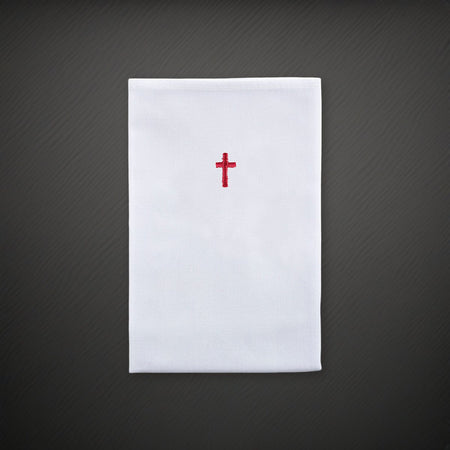Red Cross Lavabo Towel - Pack of 12 on a charcoal backdrop