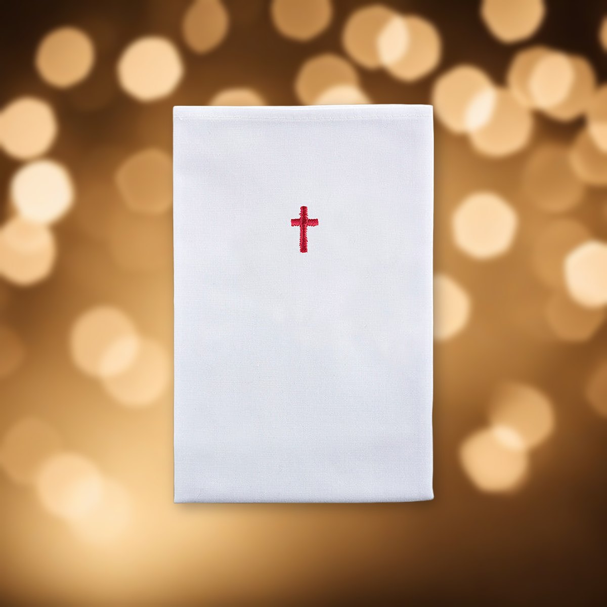 Red Cross Lavabo Towel - Pack of 12 against soft golden light