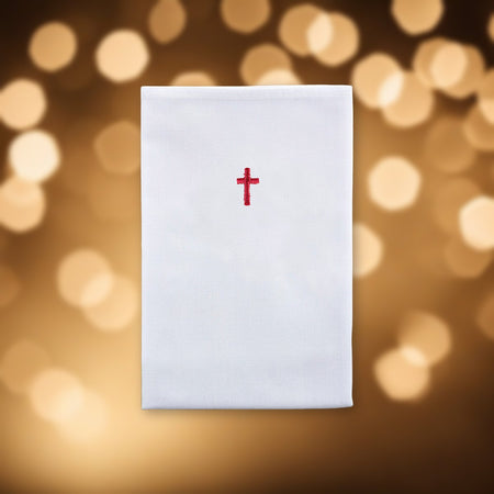 Red Cross Lavabo Towel - Pack of 12 against soft golden light