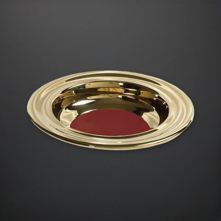 RemembranceWare Offering Plate | Silver or Brass Finish | Stainless Steel | Red Felt Insert on a charcoal backdrop