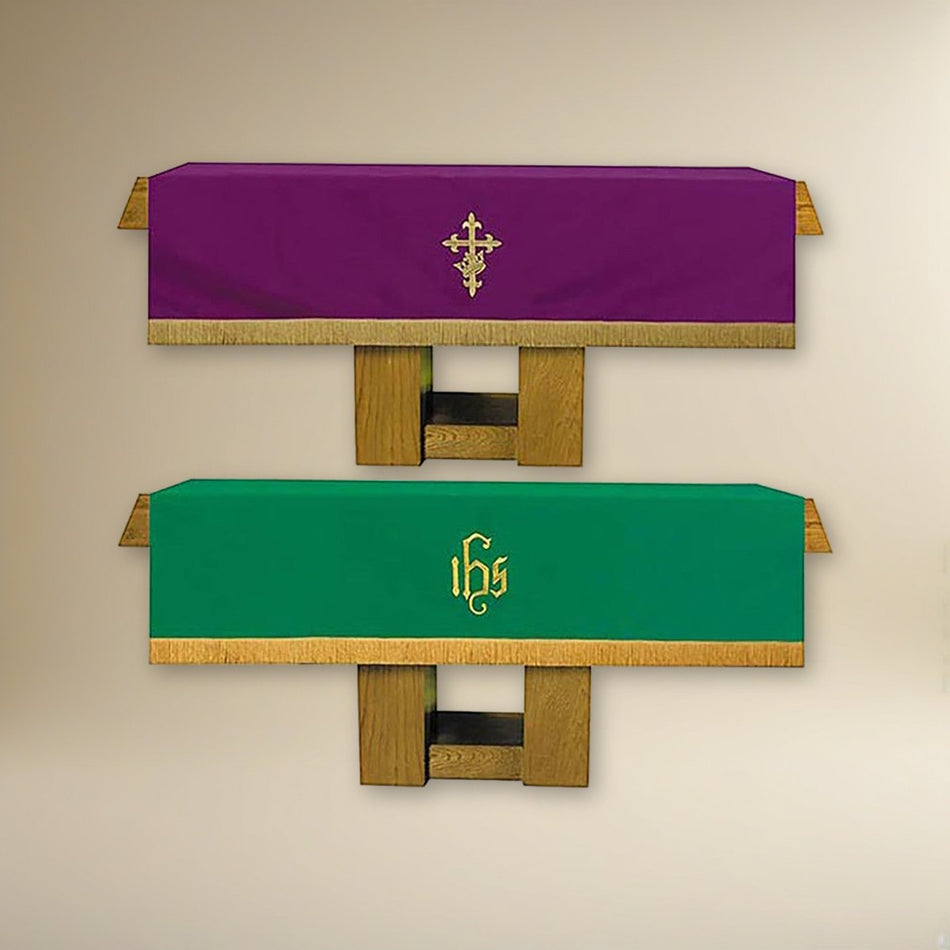 Reversible Altar Frontal - Purple & Green on a cream backdrop