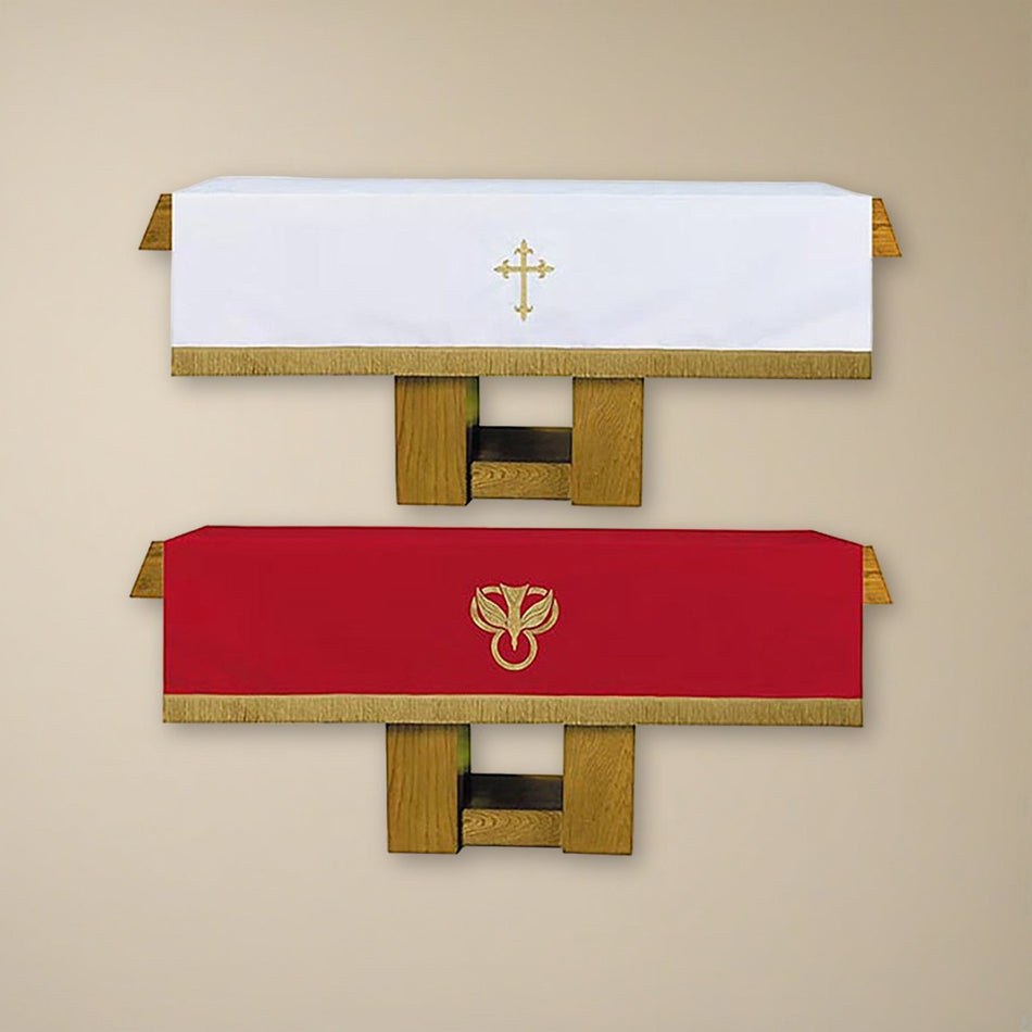 Reversible Altar Frontal - Red & White on a cream backdrop