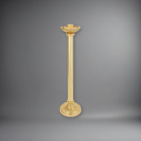 Siena Series Brass 24" Tall Altar Candlestick on a soft grey backdrop