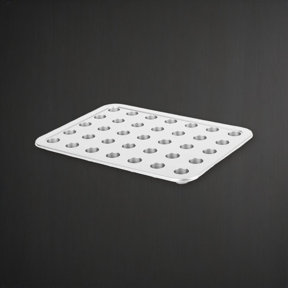 Small Group Communion Cup Tray, Holds 35 Cups - Silver on a charcoal backdrop