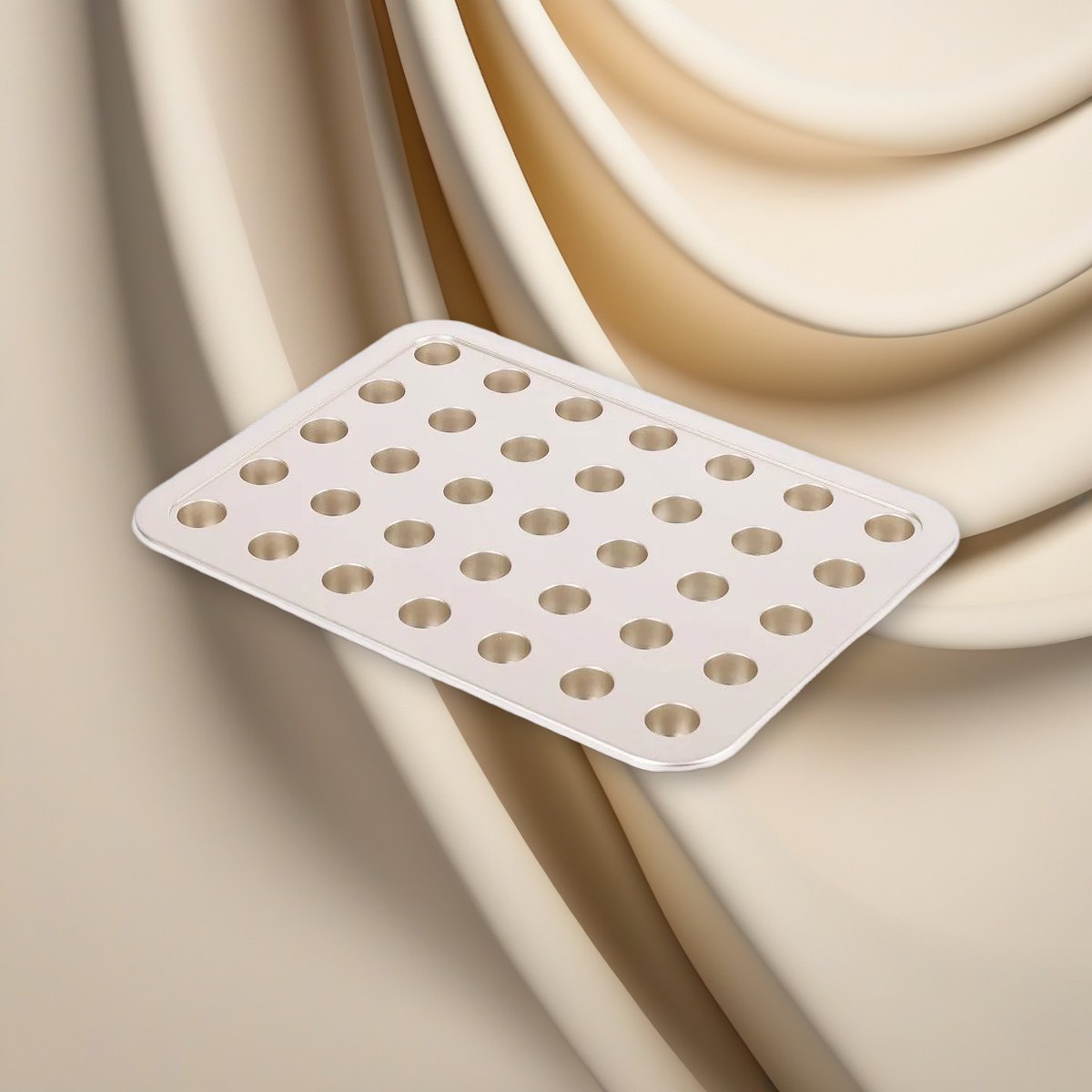 Small Group Communion Tray - 35 Cups - Goldtone on a cream backdrop