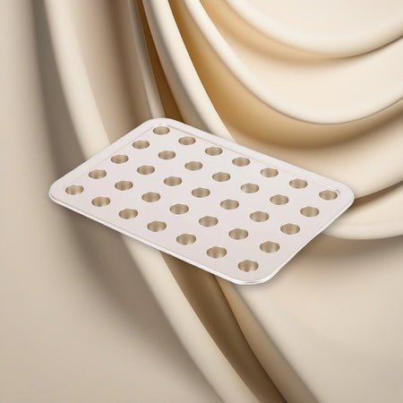 Small Group Communion Tray - 35 Cups - Goldtone on a cream backdrop