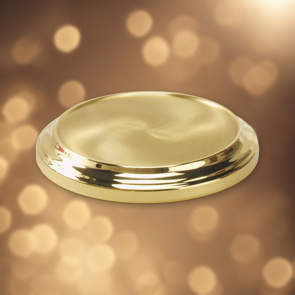 Stacking Bread Plate Base - Solid Brass by Artistic against soft golden light